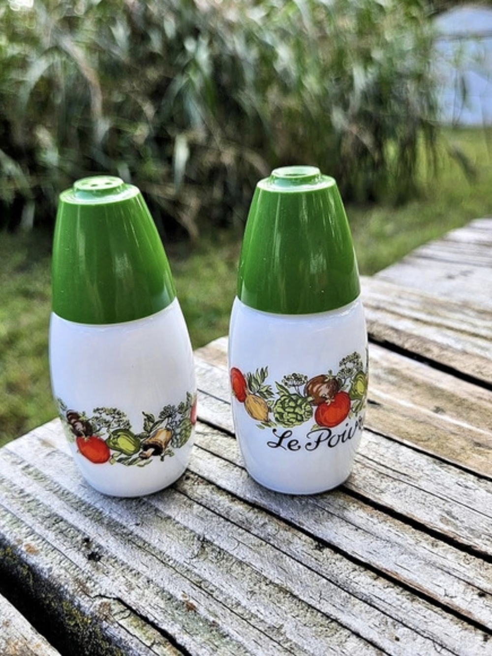 Spice of Life Salt and Pepper Shakers Green & White